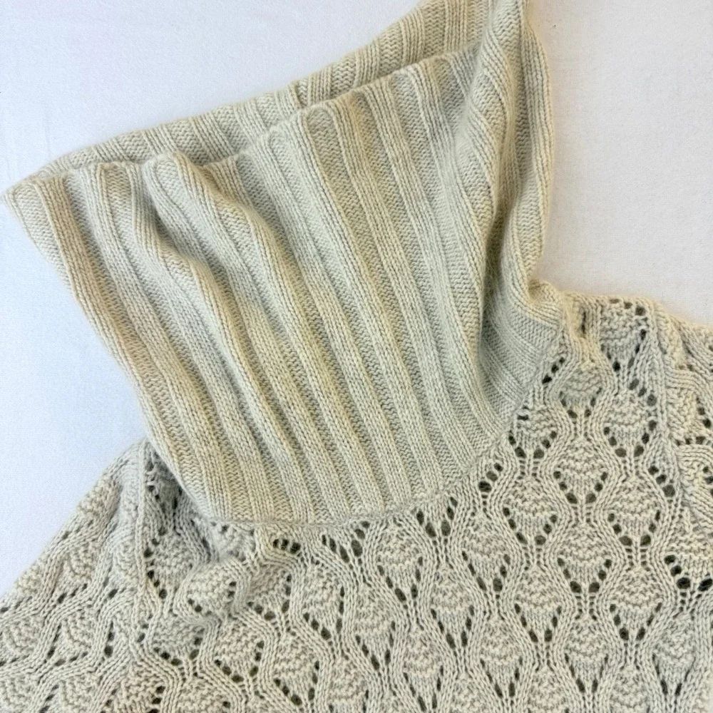 Cynthia Rowley Beige Angora Wool Blend Cowl Neck Cable Knit Sweater Dress XS - Picture 3 of 13